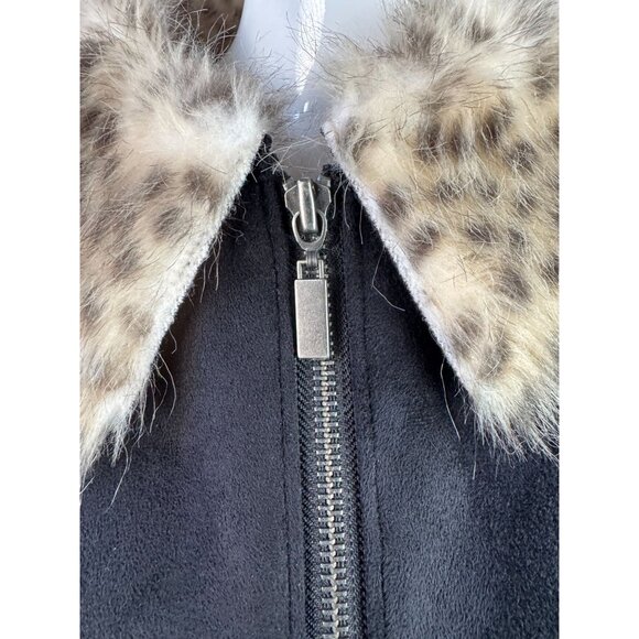 Dennis Basso Faux Fur Trimmed Studded Suede Vest Luxe Winter Layering Piece - Picture 12 of 16